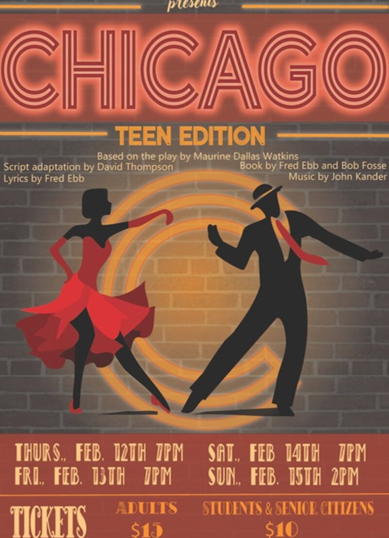 Chicago Teen Edition show poster with performance dates and ticket prices