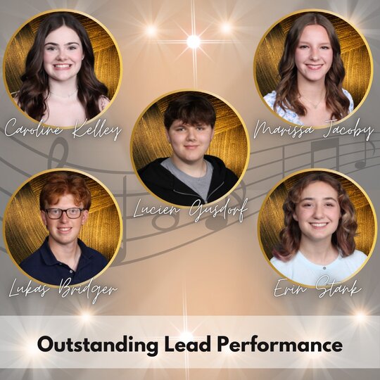 Outstanding Lead Performance nominees — Caroline Kelley, Marissa Jacoby, Lucien Gusdorf, Lukas Bridger, Erin Stank